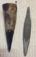 Wetzsteinfass aus Horn mit dazugehörigem Wetzstein_1